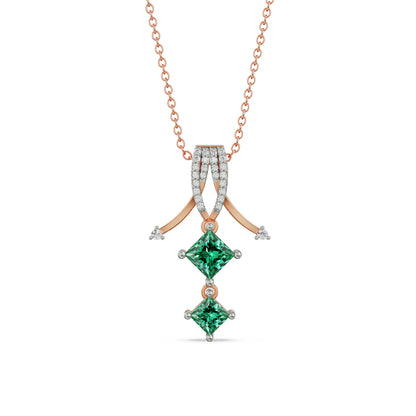 Arrow Emerald Diamond Pendant Front View