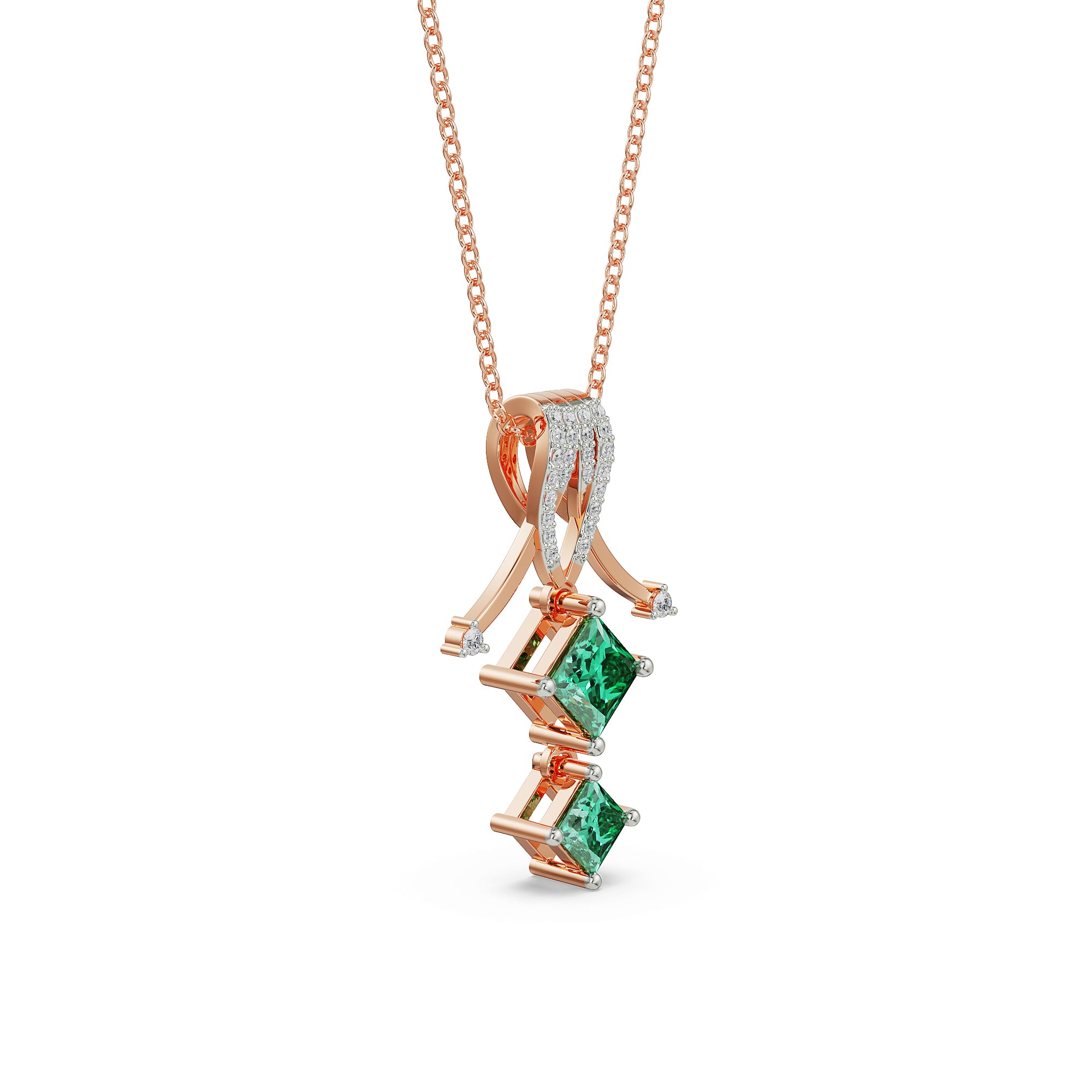 Arrow Emerald Diamond Pendant Side View