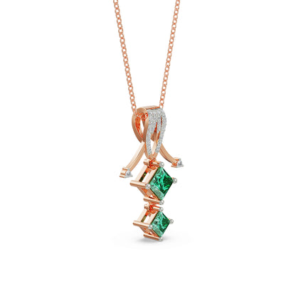 Arrow Emerald Diamond Pendant Side View