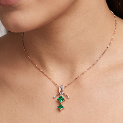 Arrow Emerald Lab Grown Diamond Pendant