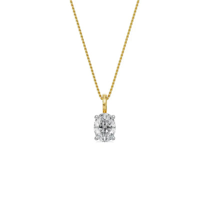 Solitaire Oval Lab Grown Diamond Pendant - front view in 9KT