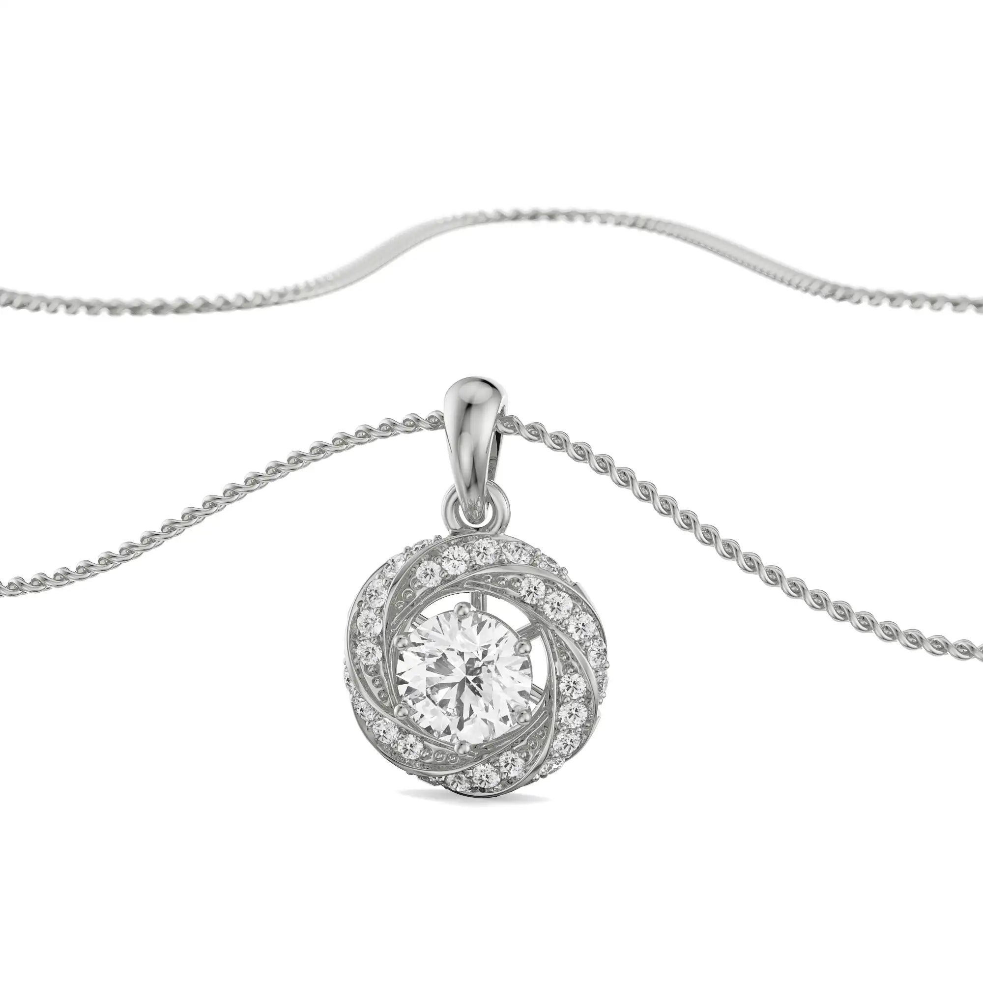 Swirl Diamond Pendant Side View in 9KT