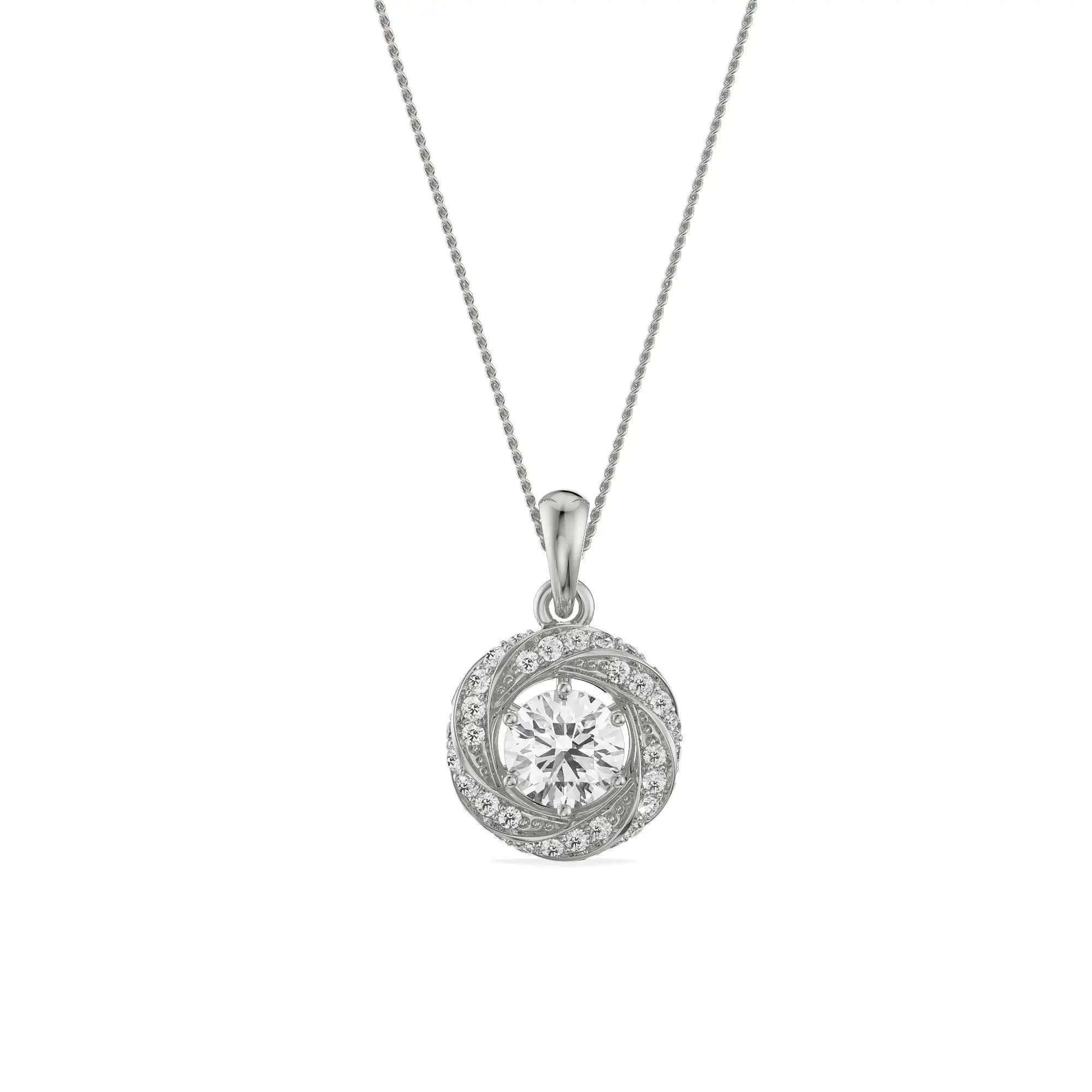 Swirl Diamond Pendant Front View