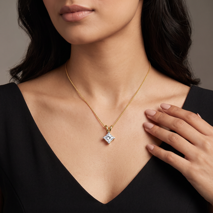1 CT Princess Cut Lab Diamond Pendant