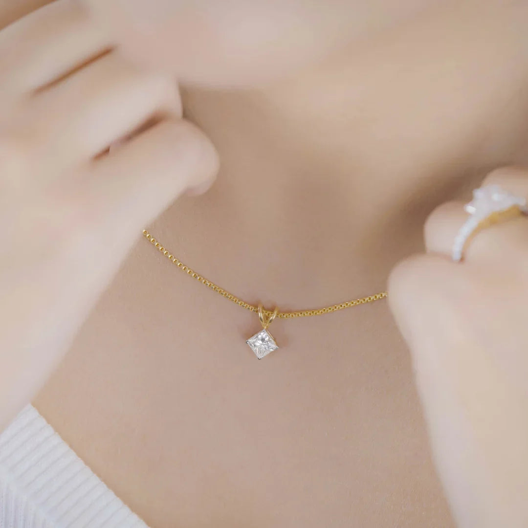 1 CT Princess Cut Lab Diamond Pendant_in-stock