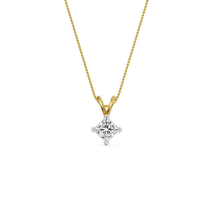 1 CT Princess Cut Lab Diamond Pendant - top view in 9KT