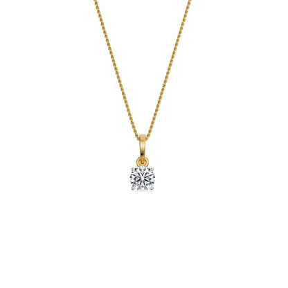 0.5 CT Round Lab Grown Diamond Solitaire Pendant - top view in 9KT