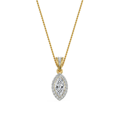 0.5 CT Marquise Halo Diamond Pendant for her in 9KT