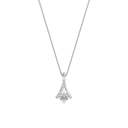Inverted V Diamond Pendant Right View in 9KT
