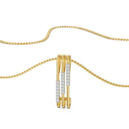 Vertical Bar Diamond Pendant front view in 9KT