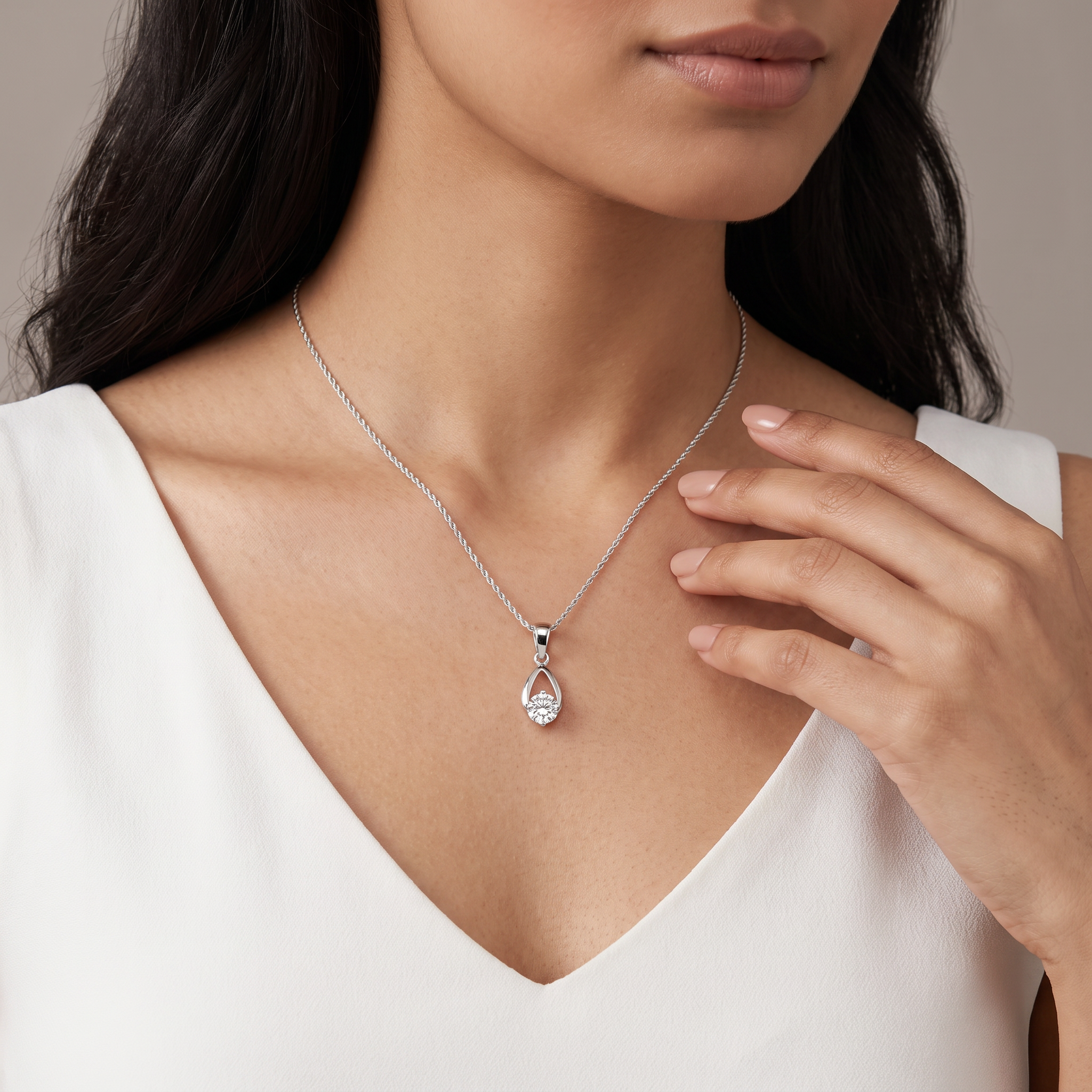 Shimmering Dainty Round Lab Grown Diamond Pendant