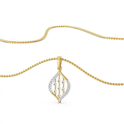 Parallel Stroke Diamond Pendant front view in 9KT