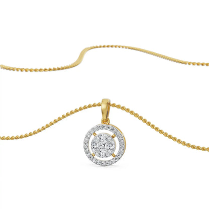 Geometric Glistening Diamond Pendant front view in 9KT