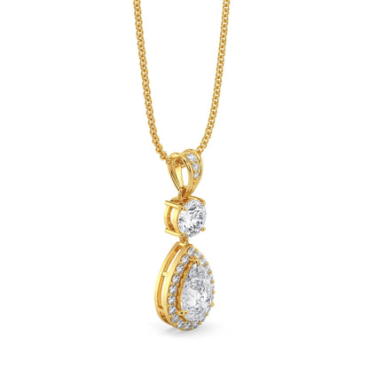 Halo Tear Drop Lab Grown Diamond Pendant - side view