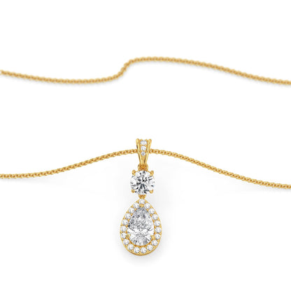 Halo Tear Drop Lab Grown Diamond Pendant - perspective view