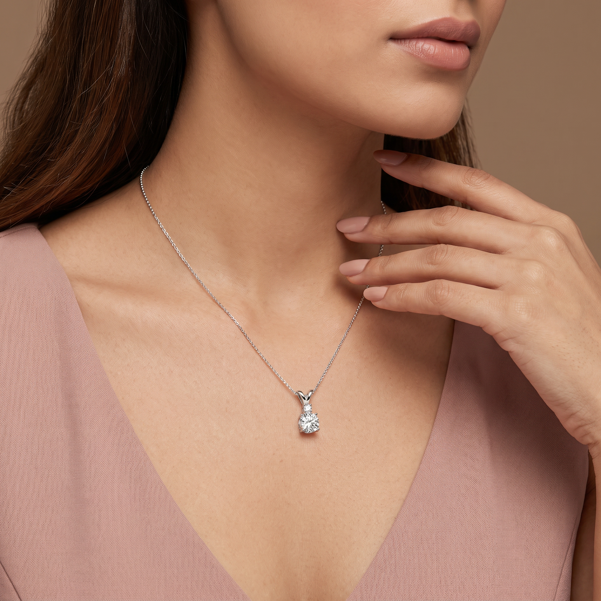 Dual Solitaire Lab Grown Diamond Pendant