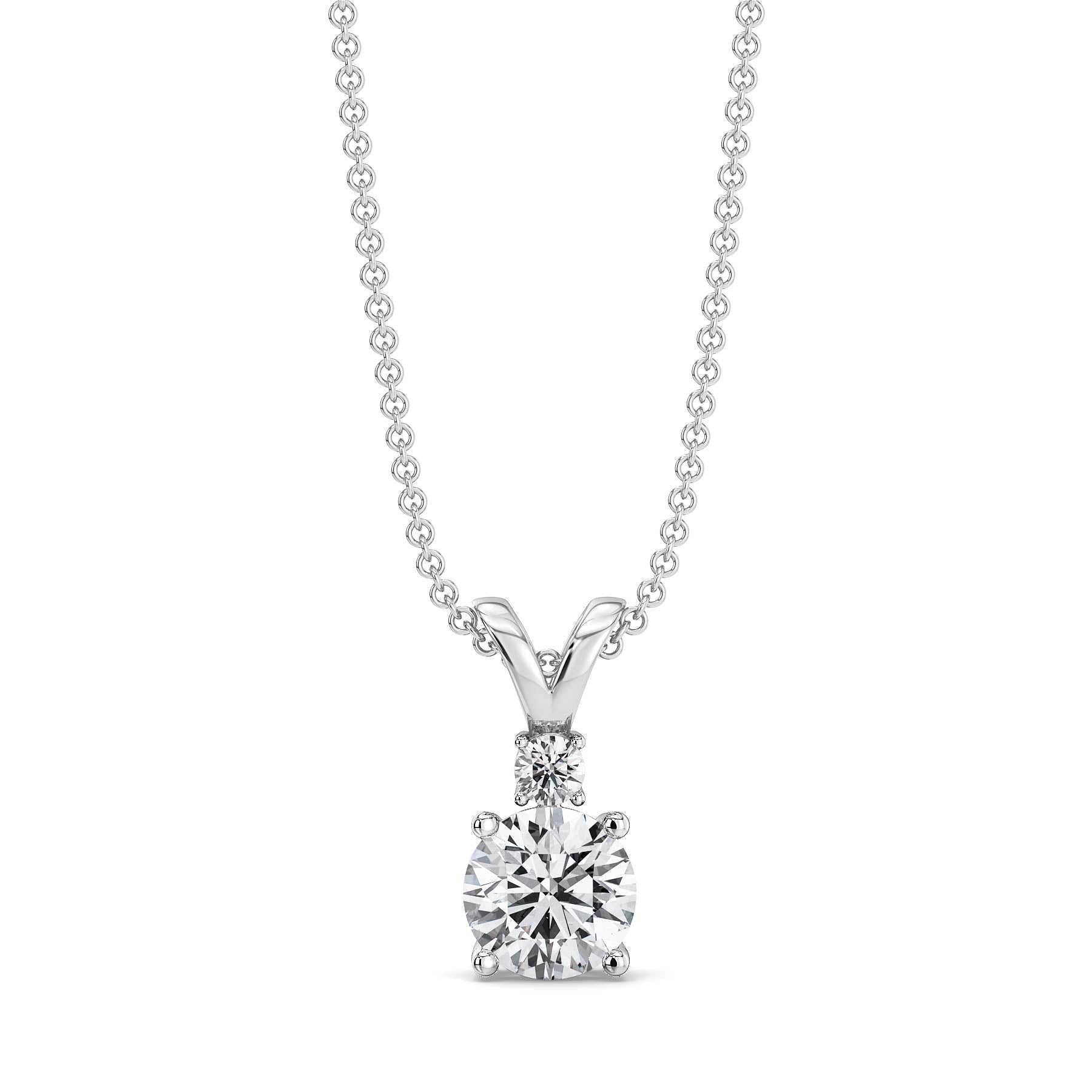 Dual Solitaire Lab Grown Diamond Pendant - front view