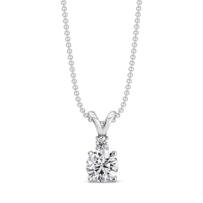 Dual Solitaire Lab Grown Diamond Pendant - front view