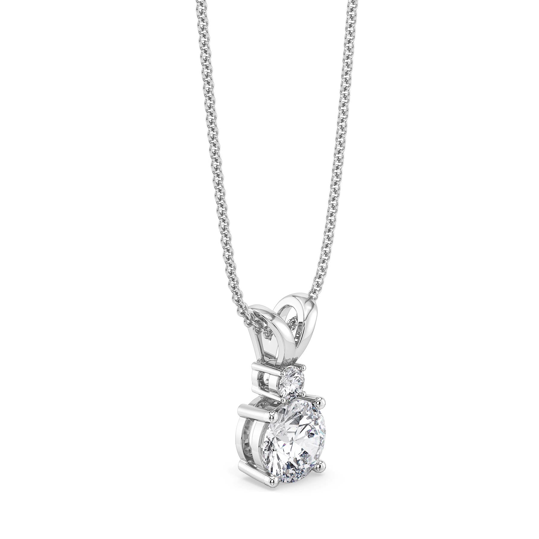 Dual Solitaire Lab Grown Diamond Pendant - side view