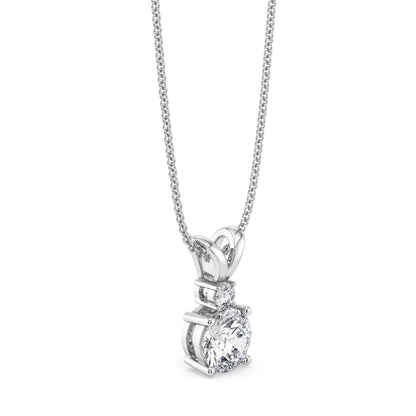 Dual Solitaire Lab Grown Diamond Pendant - side view