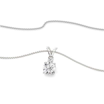 Dual Solitaire Lab Grown Diamond Pendant - perspective view