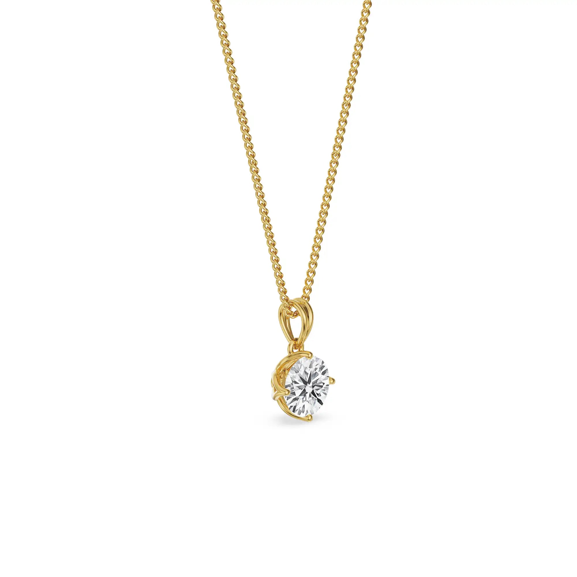 Anika Round Lab Grown Diamond Solitaire Pendant - Side view