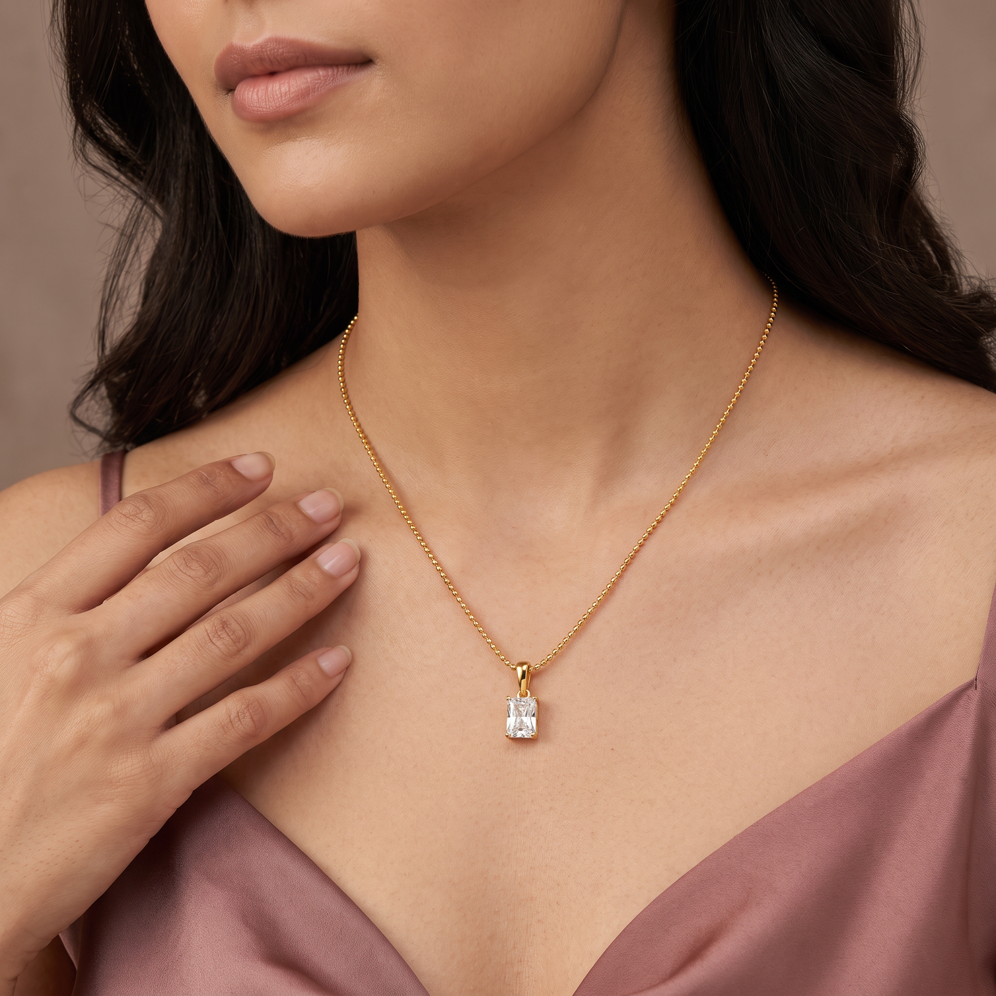 1CT Radiant Lab Grown Diamond Solitaire Pendant