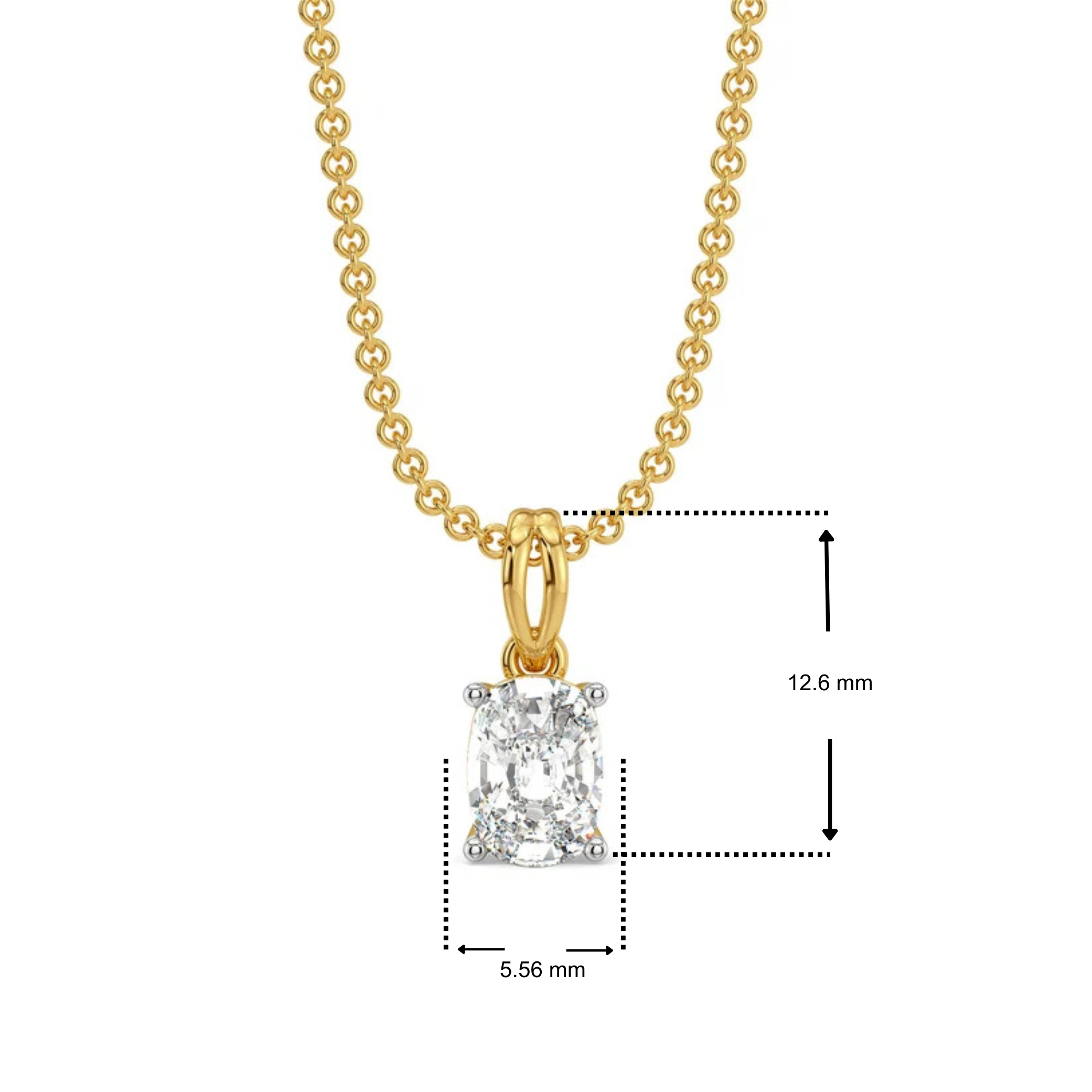 1 CT Cushion Lab Grown Diamond Solitaire Pendant