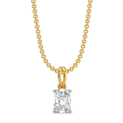 1 CT Cushion Lab Grown Diamond Solitaire Pendant - front view