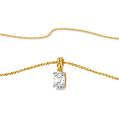 1 CT Cushion Lab Grown Diamond Solitaire Pendant - perspective view