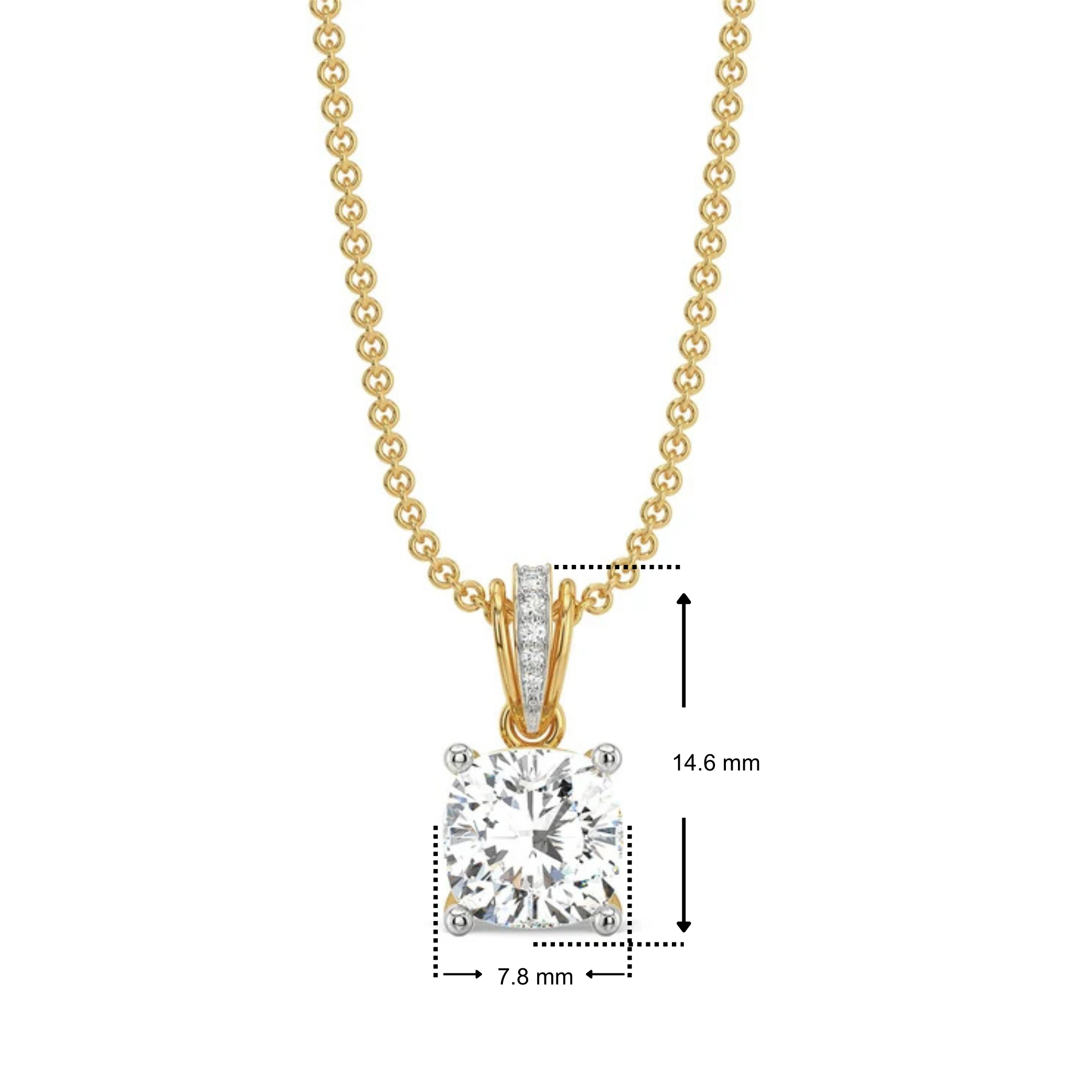 2 CT Cushion Lab Grown Diamond Solitaire Pendant