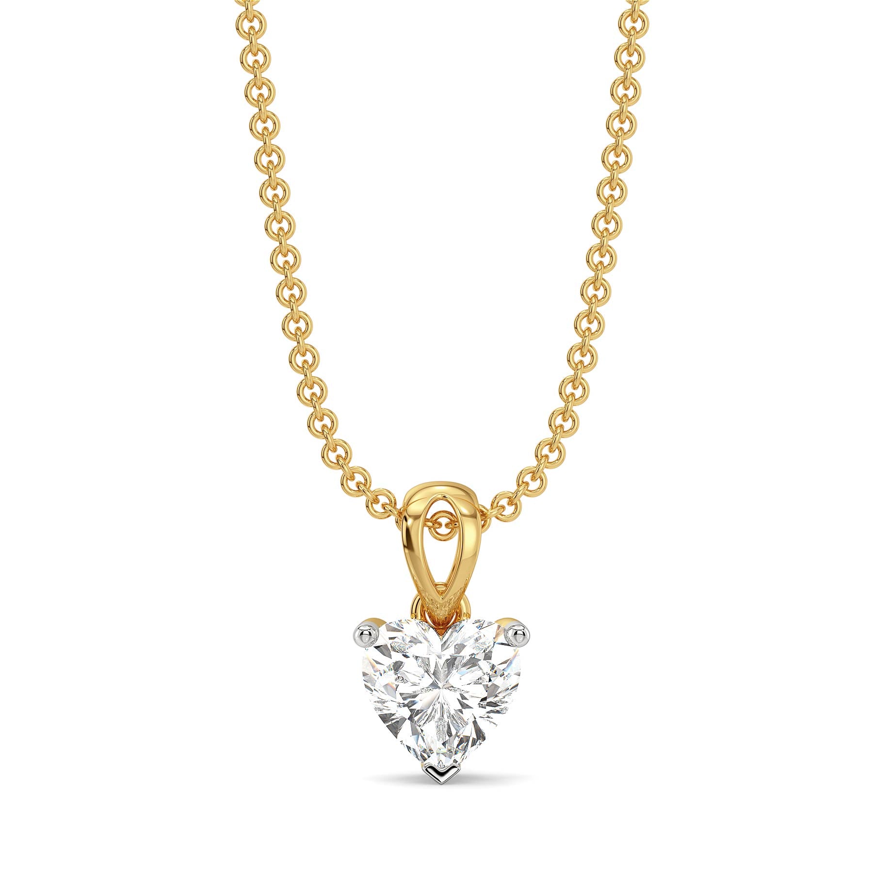 1 CT Heart Lab Grown Diamond Solitaire Pendant - front view