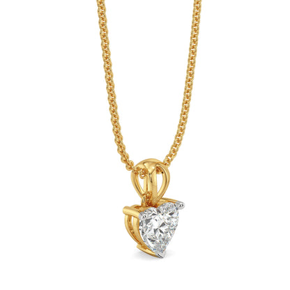 1 CT Heart Lab Grown Diamond Solitaire Pendant - side view