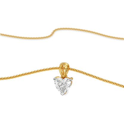 1 CT Heart Lab Grown Diamond Solitaire Pendant - perspective view