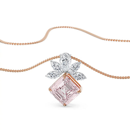 Floral Pink Lab Grown Diamond Pendant - top view
