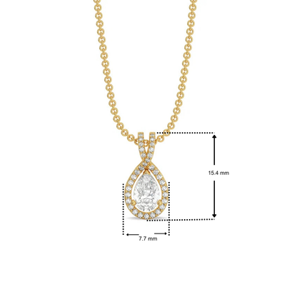 Pear Halo Lab Grown Diamond Solitaire Pendant