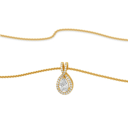 Pear Halo Lab Grown Diamond Solitaire Pendant - perspective view