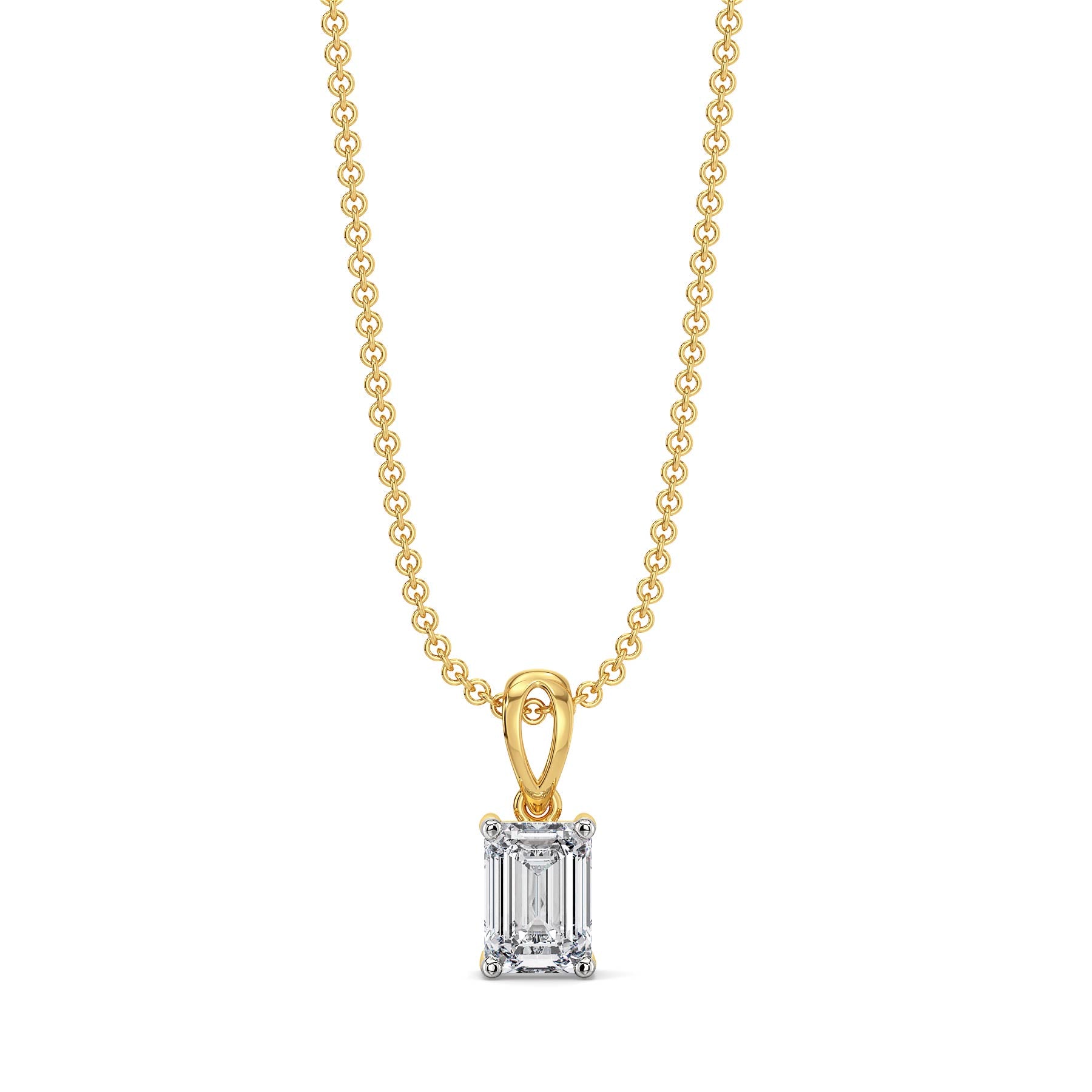 1 CT Elite Emerald Lab Grown Diamond Pendant - front view