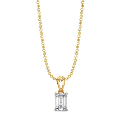 1 CT Elite Emerald Lab Grown Diamond Pendant - front view in 9KT