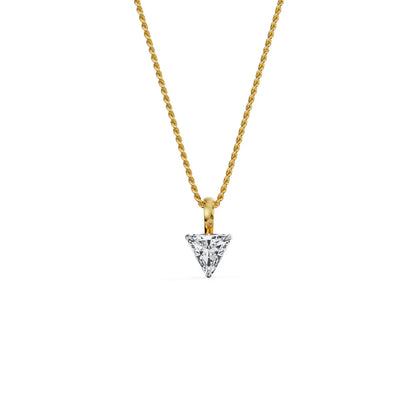 1 CT Trillion Lab Grown Diamond Pendant- front View in 9KT