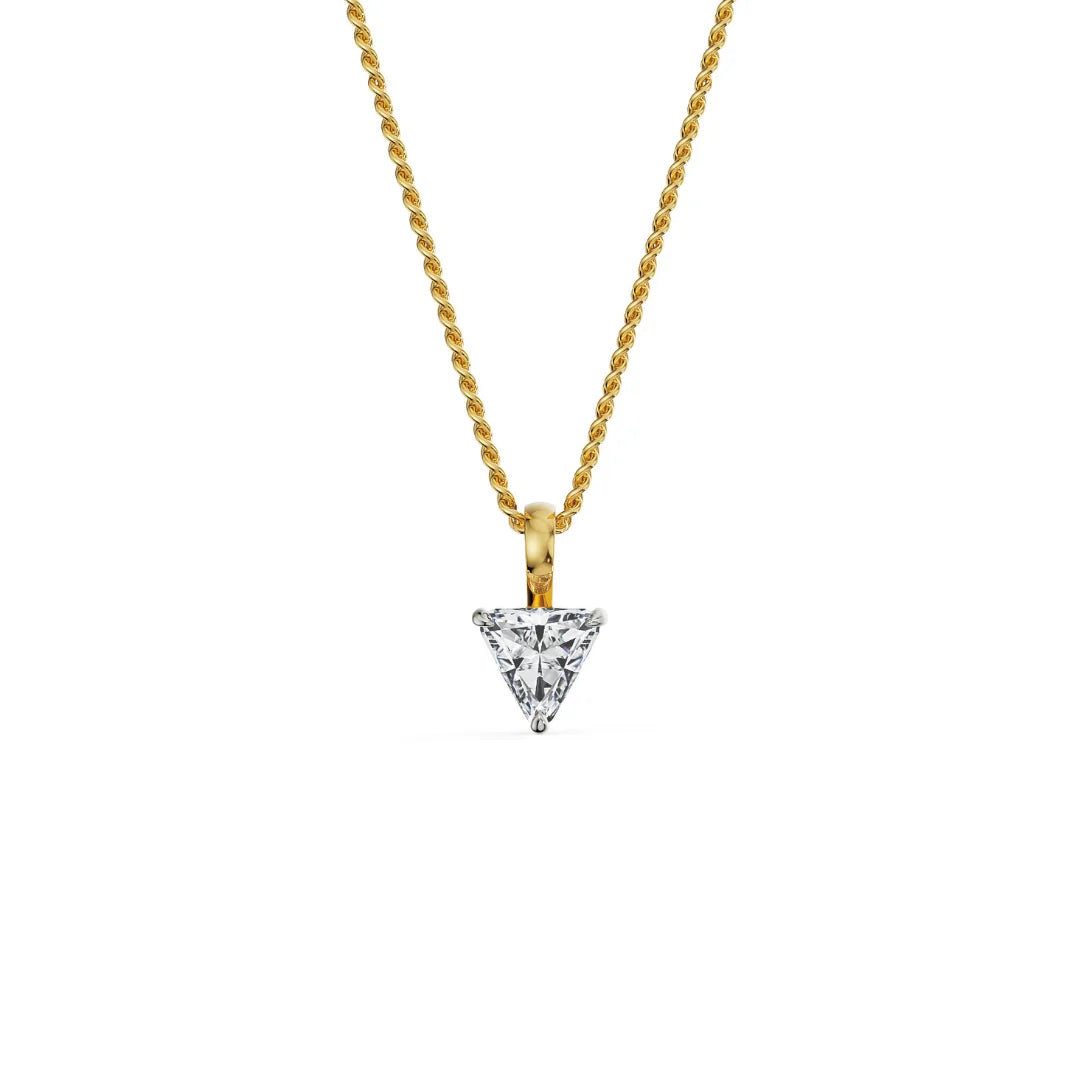 1.5 CT Trillion Lab Grown Diamond Pendant- front view in 9KT