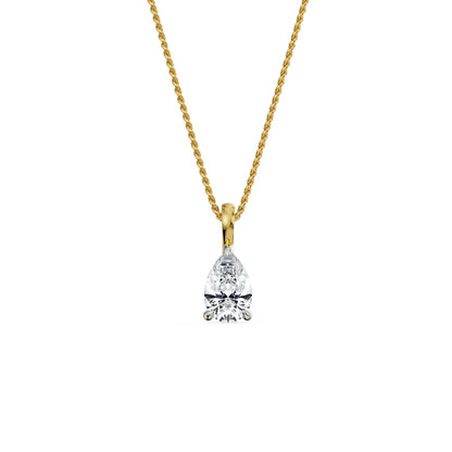 2 CT Pear Lab Grown Diamond Pendant- front view in 9KT