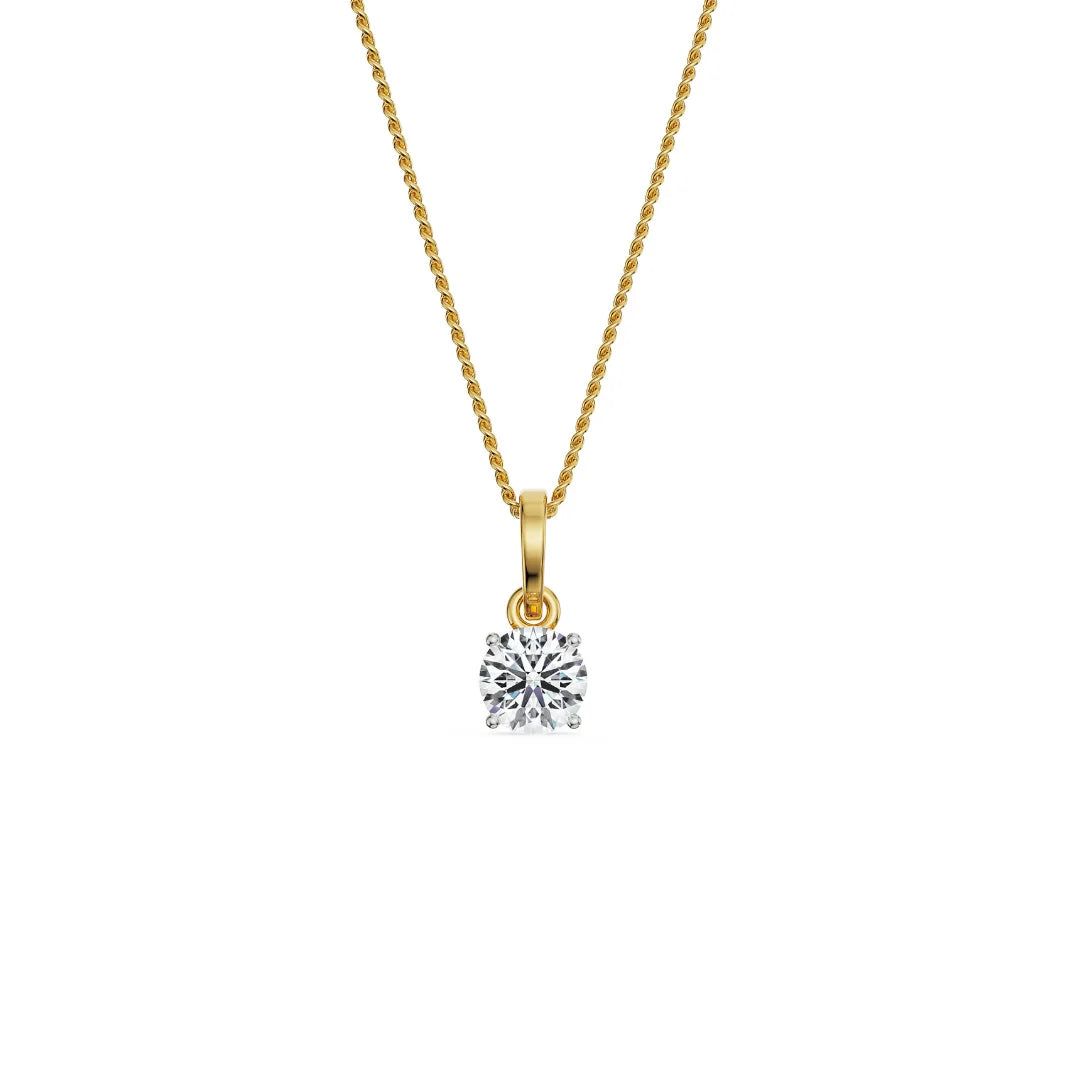 1 CT Round Lab Grown Diamond Pendant- Front view in 9KT