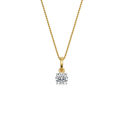 1 CT Round Lab Grown Diamond Pendant- Front view in 9KT