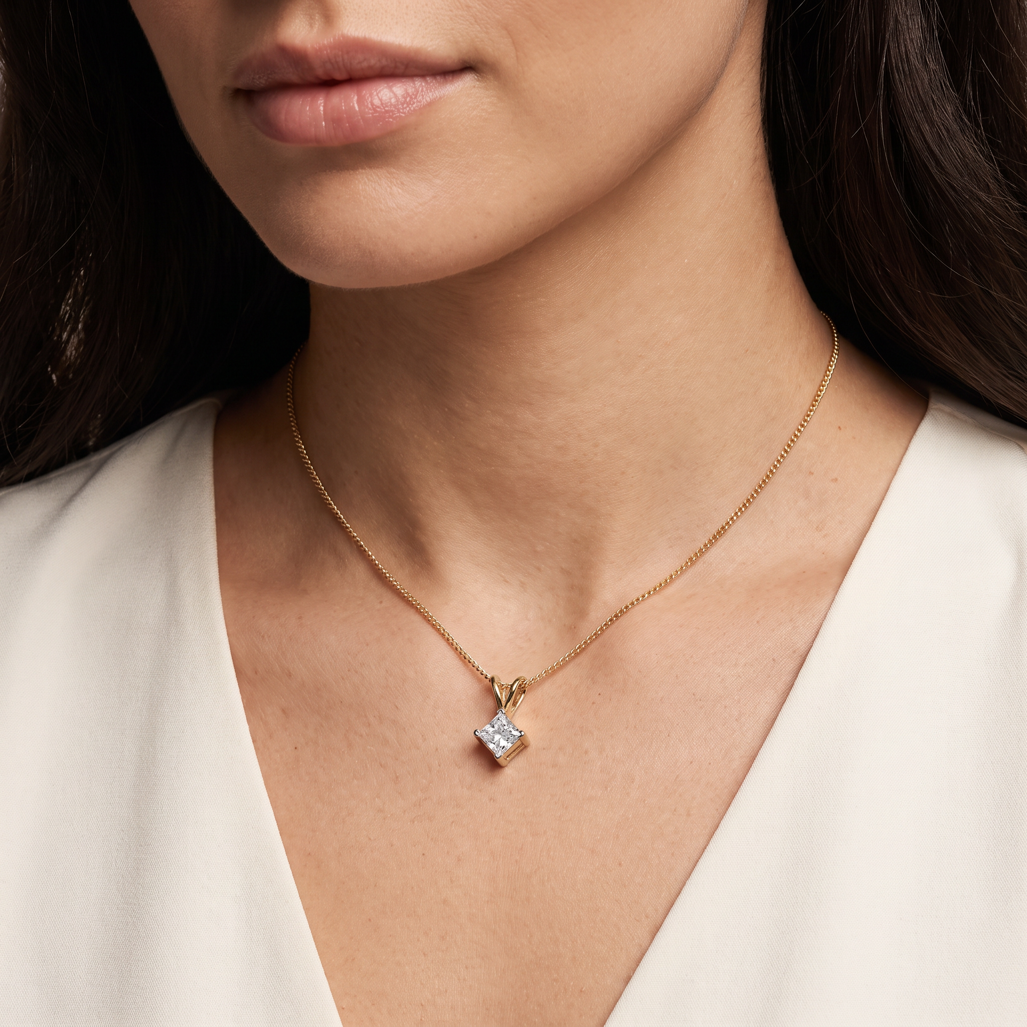 0.5 CT Princess Lab Grown Diamond Pendant