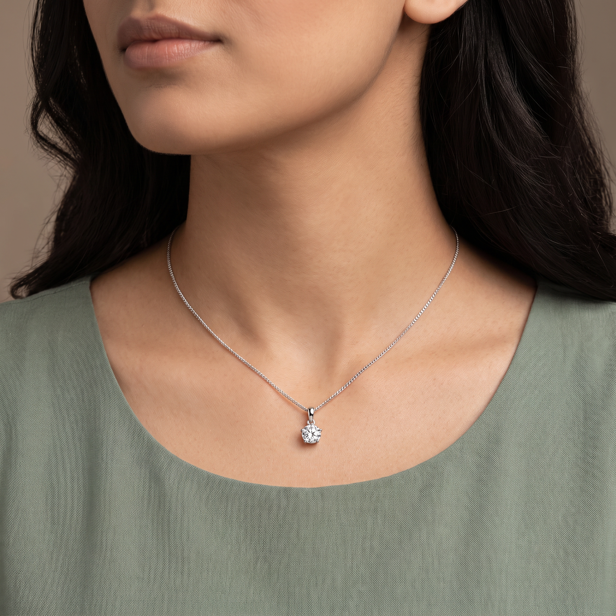 0.5 CT Bright Round Lab Diamond Pendant