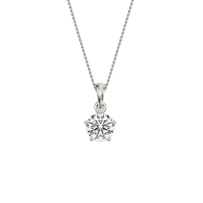 2 CT Bright Round Lab Grown Diamond Pendant- front view in 9KT