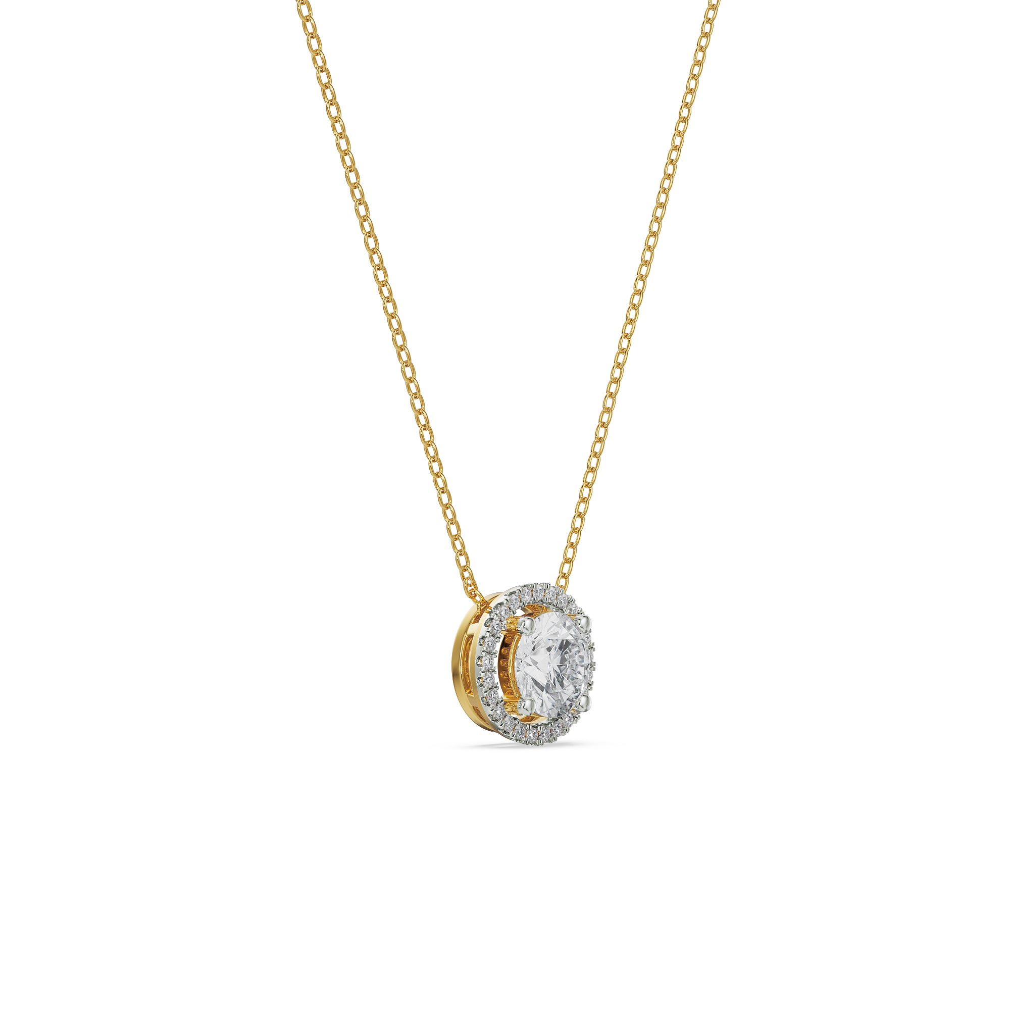 1 CT Round Halo Glistening Lab Diamond Pendant - Right View