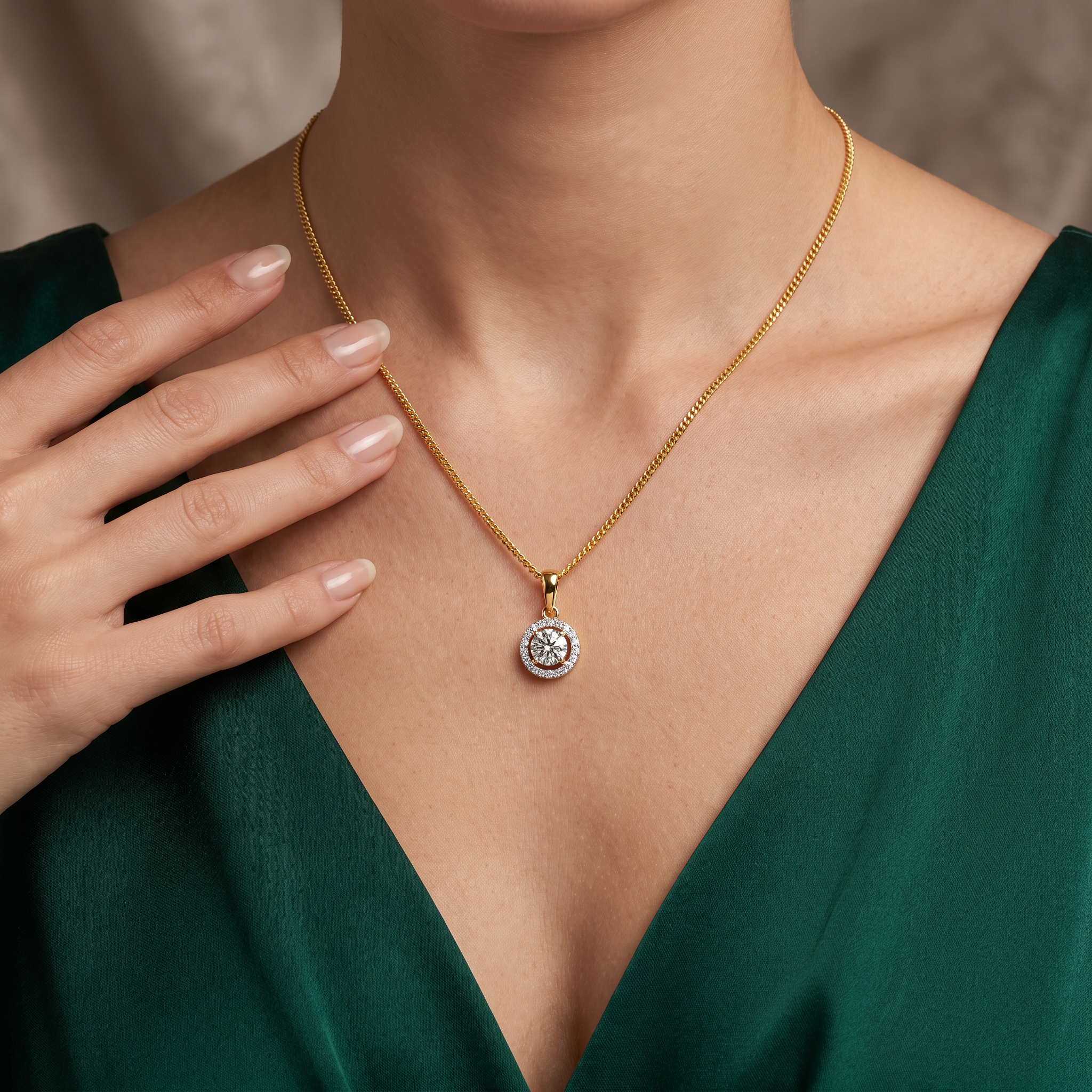 1 CT Bianca Halo Round Lab Diamond Pendant