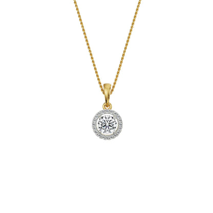 1 CT Bianca Halo Round Lab Diamond Pendant - Front view in 9KT